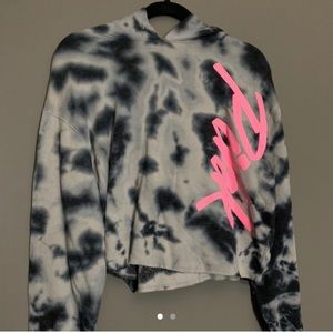 Women cropped Victoria secret acid wash hoodie
